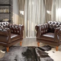 Conjunto 2 Poltronas Chesterfield Duquesa Decoração Sala Recepção Retrô Marrom Café Conjunto 2 Poltronas Chesterfield Duquesa Decoração Sala Recepção Retrô Marrom Café