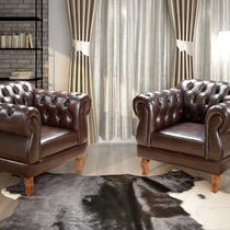 Conjunto 2 Poltronas Chesterfield Duquesa Decoração Sala Recepção Retrô Marrom Café Conjunto 2 Poltronas Chesterfield Duquesa Decoração Sala Recepção Retrô Marrom Café