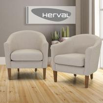 Conjunto 2 Poltronas de Aproximação Herval Ciz, Linho Bege Conjunto 2 Poltronas de Aproximação Herval Ciz, Linho Bege