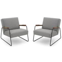 Conjunto 2 Poltronas de Aproximação Herval Jade, Linho Cinza Conjunto 2 Poltronas de Aproximação Herval Jade, Linho Cinza
