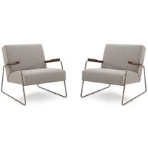Conjunto 2 Poltronas de Aproximação Herval Jade, Linho Marrom