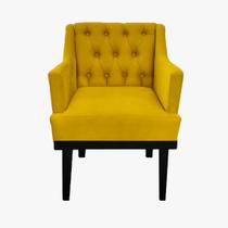 Conjunto 2 Poltronas Decorativa Em Capitonê Para Sala de Estar Classica Corano Amarelo LM DECOR