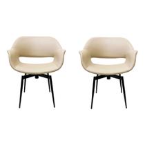 Conjunto 2 Poltronas Decorativa para Sala de Estar Eduarda cor Fendi base aço cor preta giratória Conjunto 2 Poltronas Decorativa para Sala de Estar Eduarda cor Fendi base aço cor preta giratória