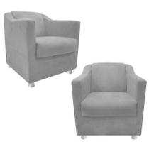 Conjunto 2 Poltronas Decorativa Tila Consultório Recepção Sued Cinza Escuro - Kimi Design Conjunto 2 Poltronas Decorativa Tila Consultório Recepção Sued Cinza Escuro - Kimi Design