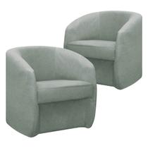 Conjunto 2 Poltronas Decorativas Conceito Orgânico FLY para Sala Bouclê Menta Verde SOFA STORE