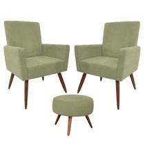 Conjunto 2 Poltronas Decorativas Nina Bege + Puff - Ws Decor