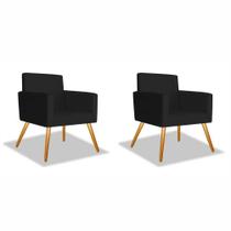 Conjunto 2 Poltronas Decorativas Para Sala Nina Pés Palito Suede Preto ANF Store