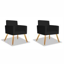 Conjunto 2 Poltronas Decorativas Para Sala Nina Pés Palito Suede Preto VictoriaDecor Conjunto 2 Poltronas Decorativas Para Sala Nina Pés Palito Suede Preto VictoriaDecor