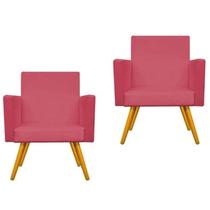 Conjunto 2 Poltronas Decorativas Para Sala Nina Pés Palito Suede Rosa Moraes Decor