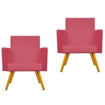 Conjunto 2 Poltronas Decorativas Para Sala Nina Pés Palito Suede Rosê VictoriaDecor Conjunto 2 Poltronas Decorativas Para Sala Nina Pés Palito Suede Rosê VictoriaDecor