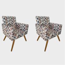 Conjunto 2 Poltronas Decorativas Para Sala Nina Pés Palito Suede Triângulo Bege DecorArt Conjunto 2 Poltronas Decorativas Para Sala Nina Pés Palito Suede Triângulo Bege DecorArt