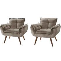 Conjunto 2 Poltronas Decorativas Para Sala Opala Pés Palito Suede Cappuccino VickyDecor Conjunto 2 Poltronas Decorativas Para Sala Opala Pés Palito Suede Cappuccino VickyDecor