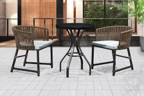 Conjunto 2 Poltronas e Mesa Corda Náutica Alumínio Pintado Para Área Externa Piscina- AV Conjunto 2 Poltronas e Mesa Corda Náutica Alumínio Pintado Para Área Externa Piscina- AV