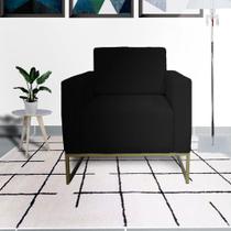 Conjunto 2 Poltronas Estofada Com Base de Ferro Para Clínica Leticia Pé Ferro Corano Preto - LM DECOR