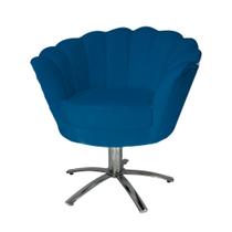 Conjunto 2 Poltronas Estofada Com Base Giratória de Metal Pétala Suede Azul Royal - DL Decor