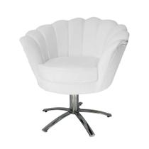 Conjunto 2 Poltronas Estofada Com Base Giratória de Metal Pétala Suede Branco - LM DECOR Conjunto 2 Poltronas Estofada Com Base Giratória de Metal Pétala Suede Branco - LM DECOR