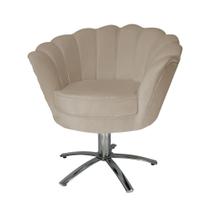 Conjunto 2 Poltronas Estofada Com Base Giratória de Metal Pétala Suede Cappuccino - LM DECOR Conjunto 2 Poltronas Estofada Com Base Giratória de Metal Pétala Suede Cappuccino - LM DECOR