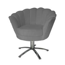 Conjunto 2 Poltronas Estofada Com Base Giratória de Metal Pétala Suede Cinza - LM DECOR
