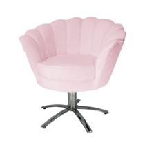 Conjunto 2 Poltronas Estofada Com Base Giratória de Metal Pétala Suede Rosa Bebe - LM DECOR