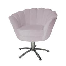 Conjunto 2 Poltronas Estofada Com Base Giratória de Metal Pétala Suede Rose - LM DECOR Conjunto 2 Poltronas Estofada Com Base Giratória de Metal Pétala Suede Rose - LM DECOR