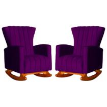 Conjunto 2 Poltronas Estofadas de Balanço Melinda Veludo Roxo - LM DECOR Conjunto 2 Poltronas Estofadas de Balanço Melinda Veludo Roxo - LM DECOR