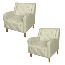 Conjunto 2 Poltronas Estofadas Para Sala De Estar Munique Suede Bege - LM DECOR