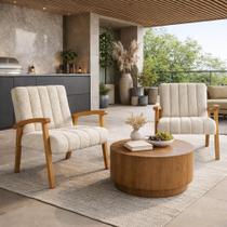Conjunto 2 Poltronas Haley Tecido Boucle Estrutura Madeira Maciça Para Recepção Sala De Estar cor:cru Conjunto 2 Poltronas Haley Tecido Boucle Estrutura Madeira Maciça Para Recepção Sala De Estar cor:cru