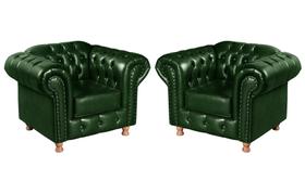 Conjunto 2 Poltronas Luis Xv Chesterfield Vintage Molas Ensacadas Verde Conjunto 2 Poltronas Luis Xv Chesterfield Vintage Molas Ensacadas Verde