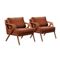 Conjunto - 2 Poltronas Mona Luxo Madeira Maciça Caramelo - Jatoba Moveis e Decoracoes