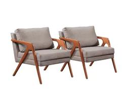 Conjunto 2 Poltronas Mona Luxo Madeira Maciça - Linho