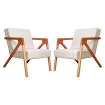 Conjunto 2 Poltronas Monalisa Com Braços de Madeira Veludo Bege - LM DECOR Conjunto 2 Poltronas Monalisa Com Braços de Madeira Veludo Bege - LM DECOR