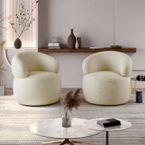 Conjunto 2 Poltronas Orgânica Atemporal Base Giratória Eloah Bouclé Italiano Bege