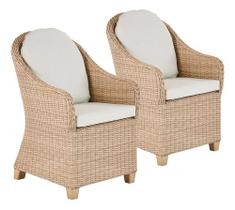 Conjunto 2 Poltronas Para Jardim 90x63x70 Cm Rattan Bege