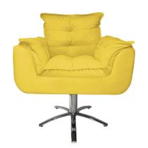 Conjunto 2 Poltronas Para Recepção Com Base Giratória de Metal Opala Suede Amarelo - LM DECOR