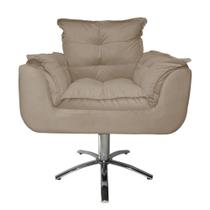 Conjunto 2 Poltronas Para Recepção Com Base Giratória de Metal Opala Suede Cappuccino - LM DECOR Conjunto 2 Poltronas Para Recepção Com Base Giratória de Metal Opala Suede Cappuccino - LM DECOR