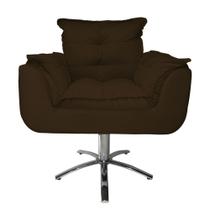 Conjunto 2 Poltronas Para Recepção Com Base Giratória de Metal Opala Suede Marrom - LM DECOR Conjunto 2 Poltronas Para Recepção Com Base Giratória de Metal Opala Suede Marrom - LM DECOR