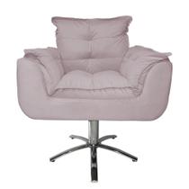 Conjunto 2 Poltronas Para Recepção Com Base Giratória de Metal Opala Suede Rose - LM DECOR Conjunto 2 Poltronas Para Recepção Com Base Giratória de Metal Opala Suede Rose - LM DECOR