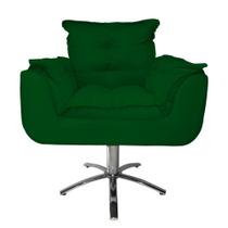 Conjunto 2 Poltronas Para Recepção Com Base Giratória de Metal Opala Suede Verde - LM DECOR