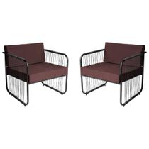 Conjunto 2 Poltronas para Sala de Estar Córdova em Aço Carbono e Fibra Sintética Acesse Móveis