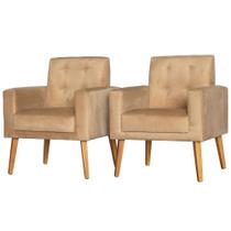 Conjunto 2 Poltronas Para Sala Decorativa Dubay Suede Bege Click Pol Conjunto 2 Poltronas Para Sala Decorativa Dubay Suede Bege Click Pol