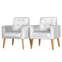 Conjunto 2 Poltronas Para Sala Decorativa Dubay Suede Branco Click Pol