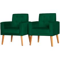 Conjunto 2 Poltronas Para Sala Decorativa Dubay Suede Verde Escuro Arapol