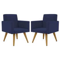 Conjunto 2 Poltronas Para Sala Decorativa Nina Pés Palito Suede Azul Marinho Arapol Conjunto 2 Poltronas Para Sala Decorativa Nina Pés Palito Suede Azul Marinho Arapol