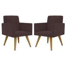 Conjunto 2 Poltronas Para Sala Decorativa Nina Pés Palito Suede Marrom Arapol Conjunto 2 Poltronas Para Sala Decorativa Nina Pés Palito Suede Marrom Arapol