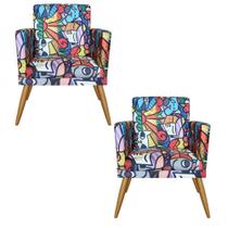 Conjunto 2 Poltronas Para Sala Decorativa Nina Pés Palito Suede Romero Brito Arapol Conjunto 2 Poltronas Para Sala Decorativa Nina Pés Palito Suede Romero Brito Arapol