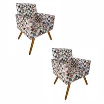 Conjunto 2 Poltronas Para Sala Decorativa Nina Pés Palito Suede Triângulo Bege Arapol Conjunto 2 Poltronas Para Sala Decorativa Nina Pés Palito Suede Triângulo Bege Arapol