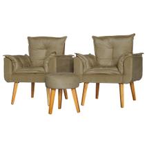 Conjunto 2 Poltronas Para Sala Decorativa Opala e Puff Redondo Suede Capuccino Claro Arapol Conjunto 2 Poltronas Para Sala Decorativa Opala e Puff Redondo Suede Capuccino Claro Arapol