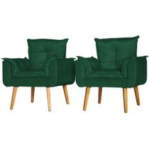 Conjunto 2 Poltronas Para Sala Decorativa Opala Suede Verde Escuro ANF Store