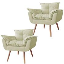 Conjunto 2 Poltronas Para Sala Opala Pés Palito Suede Moraes Decor