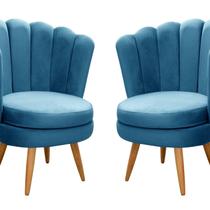 Conjunto 2 Poltronas Pétala Cadeiras Decorativas Flor Azul